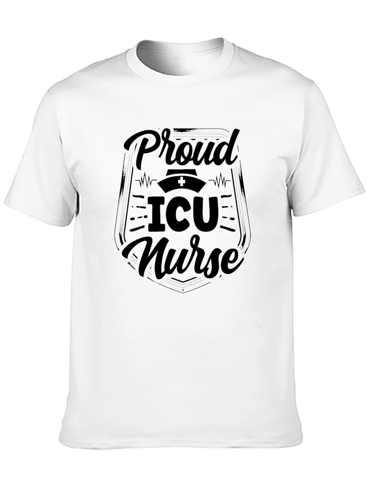Proud ICU Nurse Black Graphic Tee