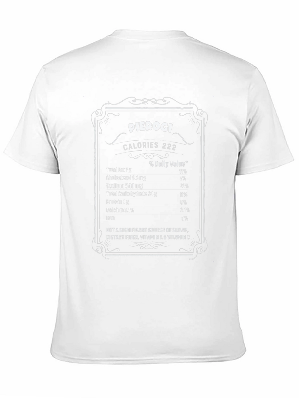 Pierogi Nutrition Facts Black T-Shirt Funny Foodie Tee