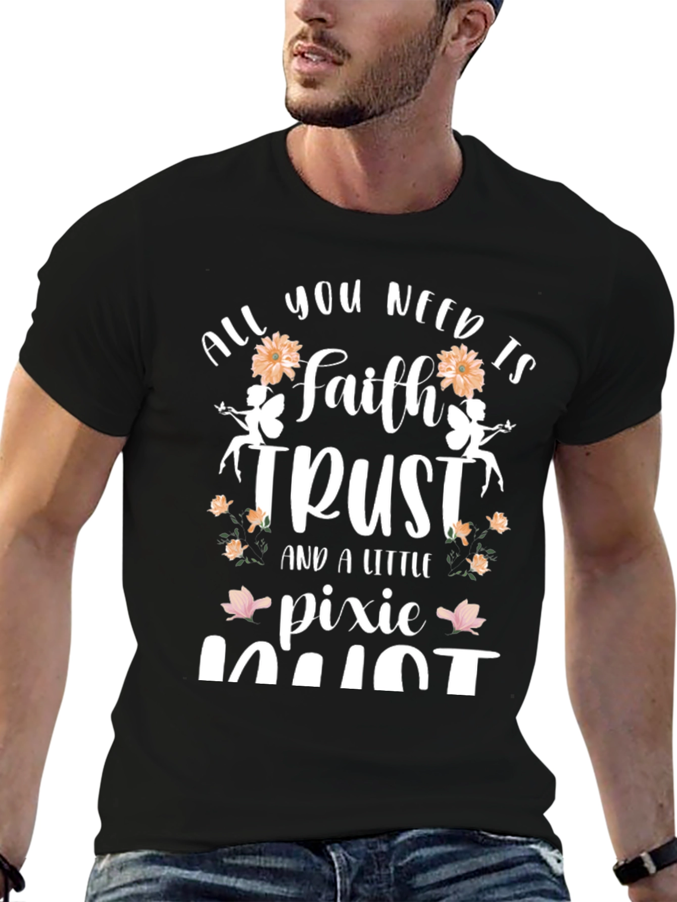 Faith Trust Pixie Dust Black Graphic T-Shirt