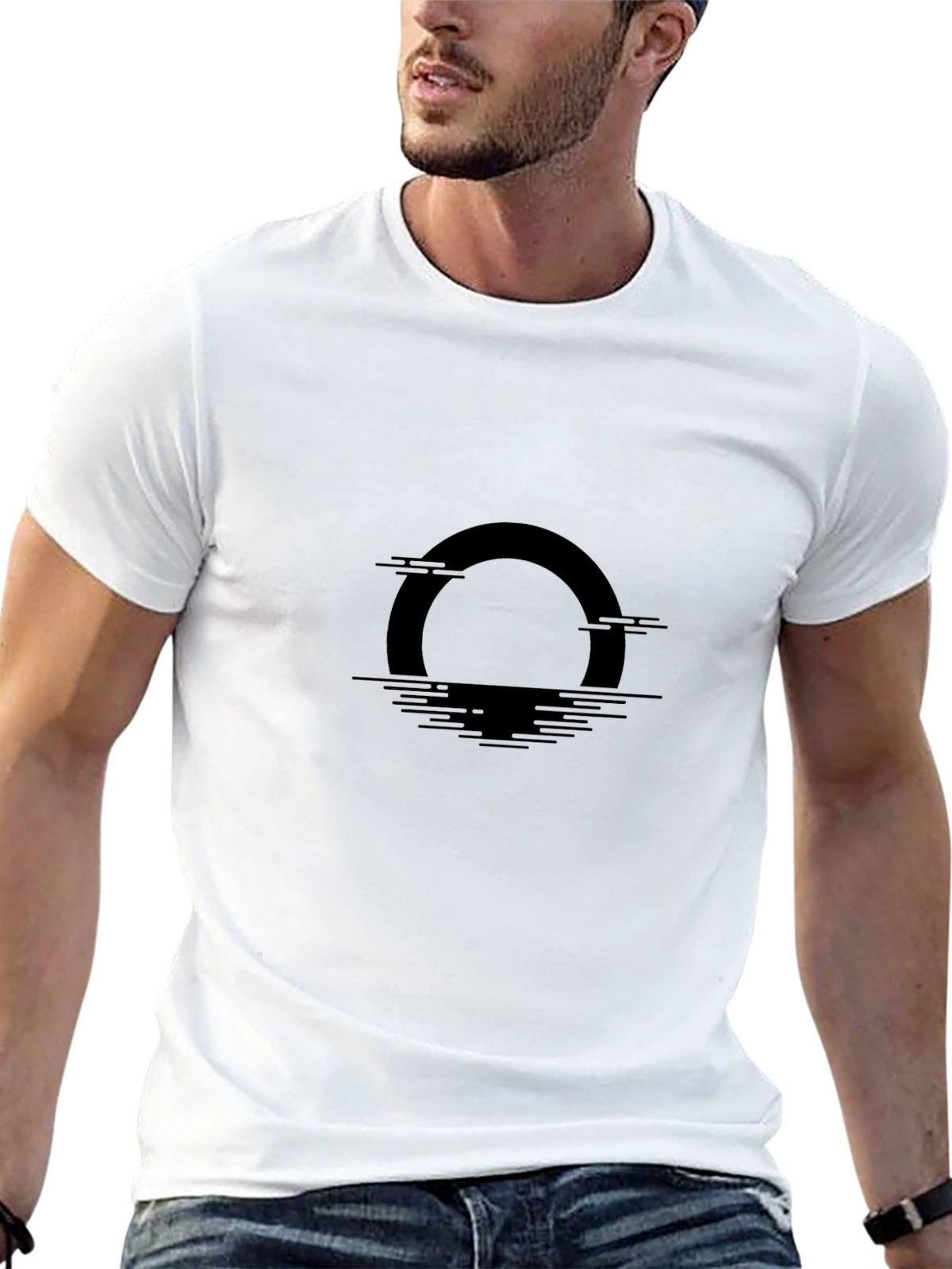 Black Graphic Tee - Sunset Design
