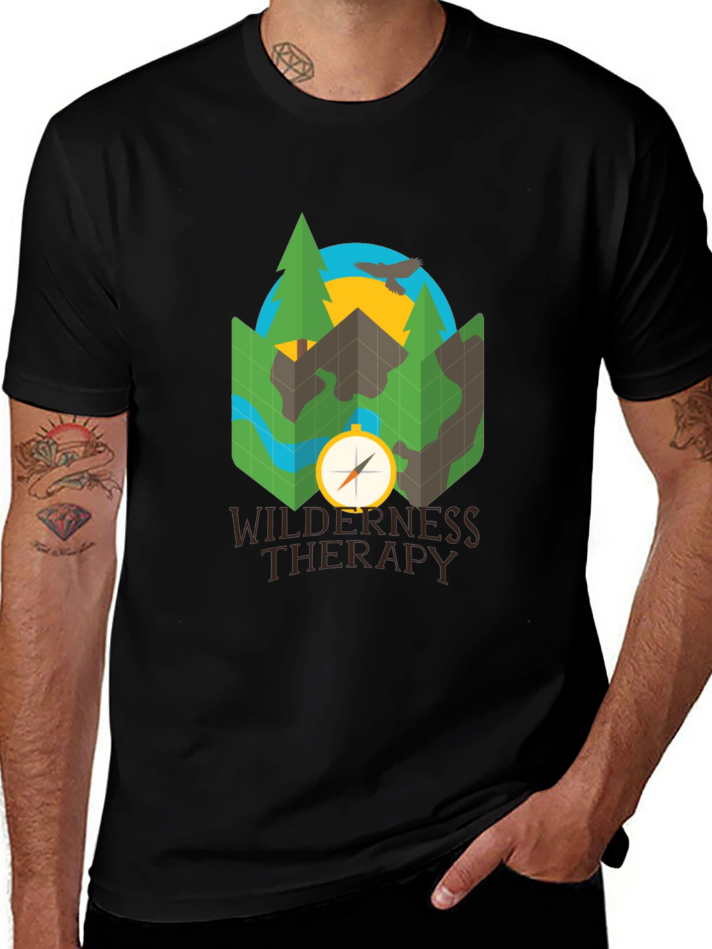 Wilderness Therapy Compass Graphic Tee - Black