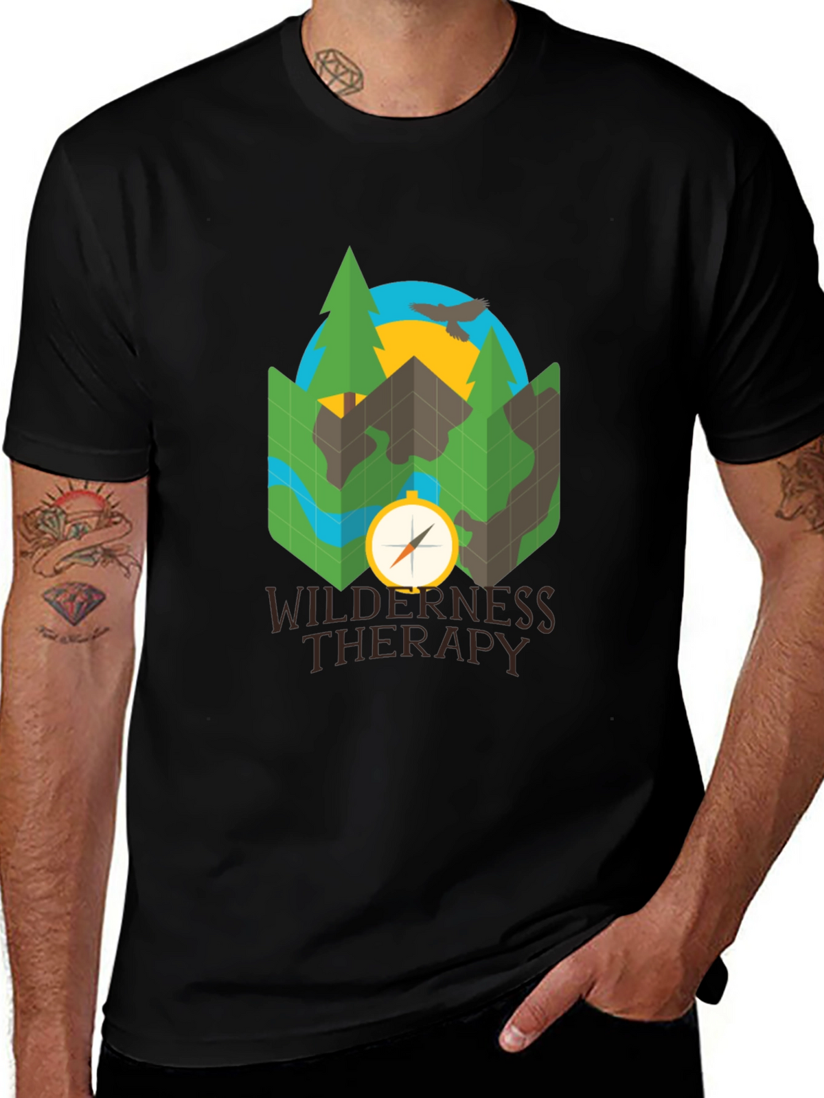 Wilderness Therapy Compass Graphic Tee - Black