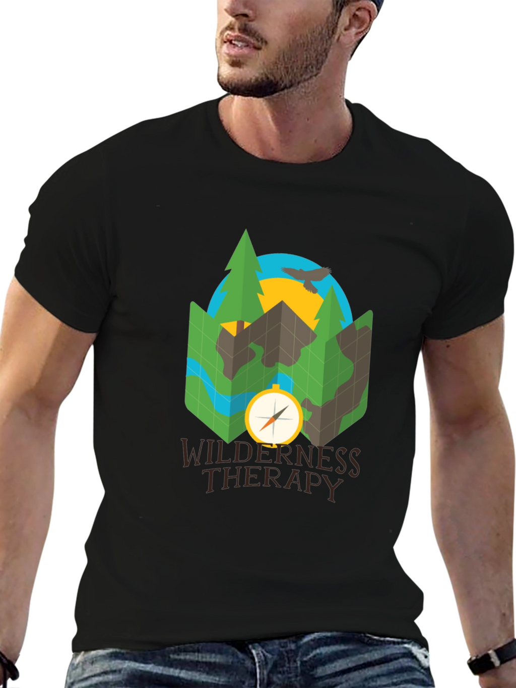 Wilderness Therapy Compass Graphic Tee - Black