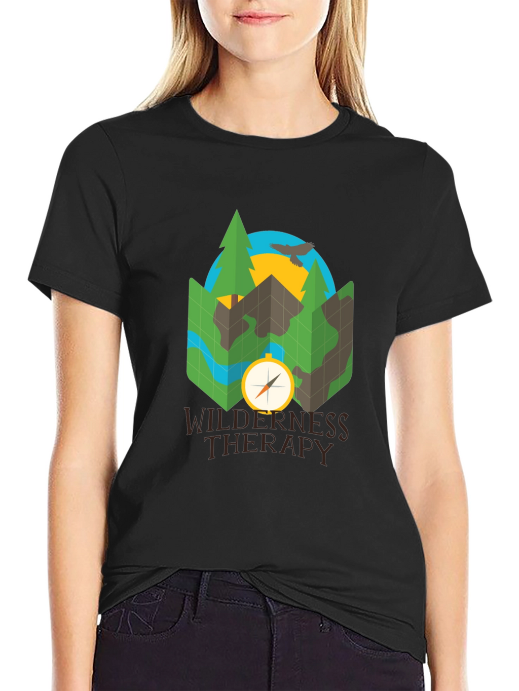 Wilderness Therapy Compass Graphic Tee - Black