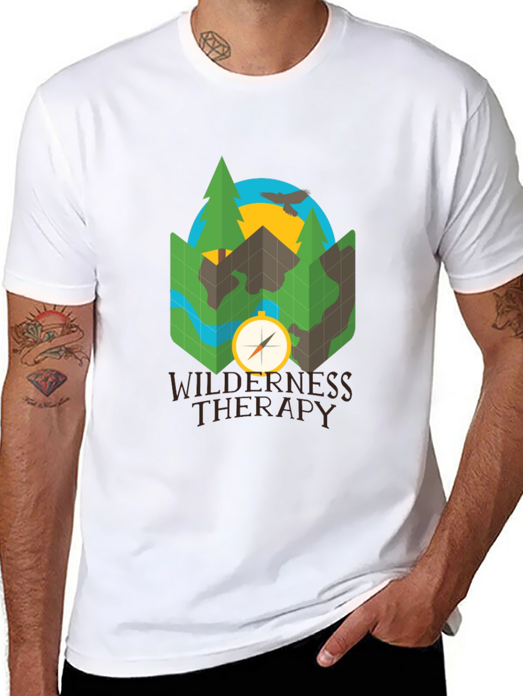 Wilderness Therapy Compass Graphic Tee - Black