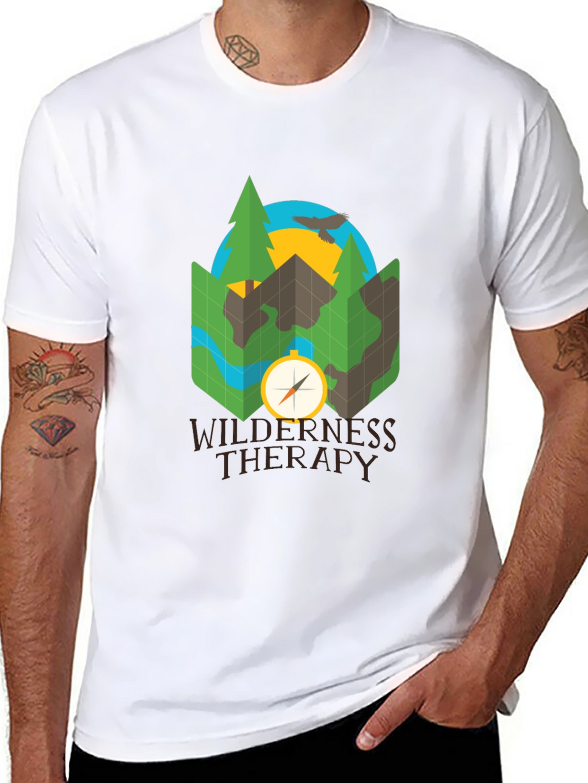 Wilderness Therapy Compass Graphic Tee - Black