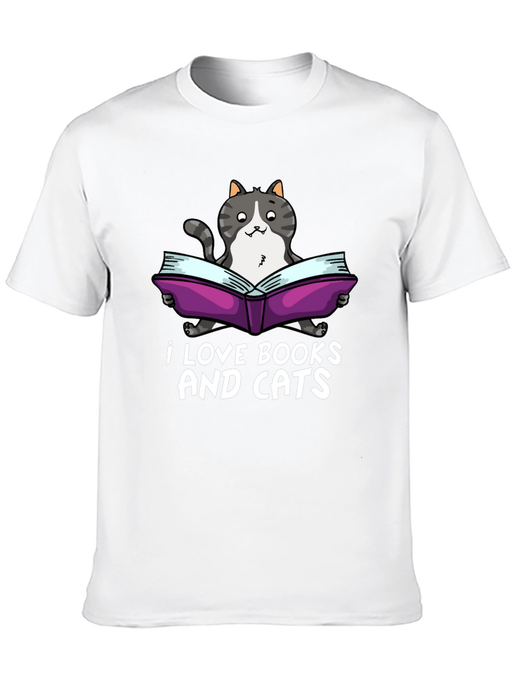 I Love Books and Cats Black T-Shirt