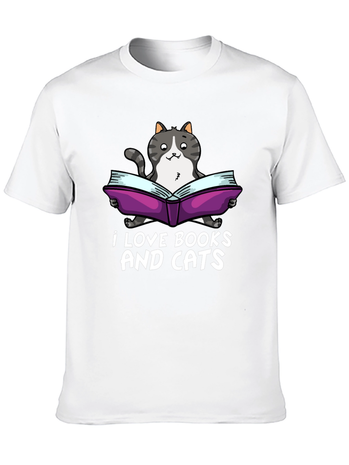 I Love Books and Cats Black T-Shirt