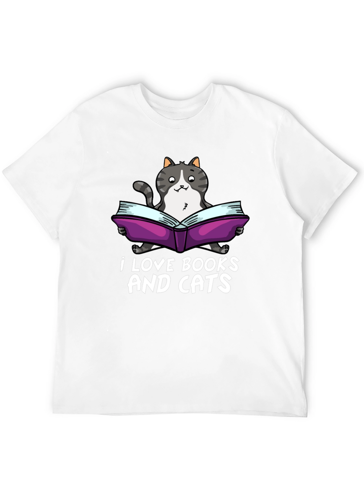 I Love Books and Cats Black T-Shirt