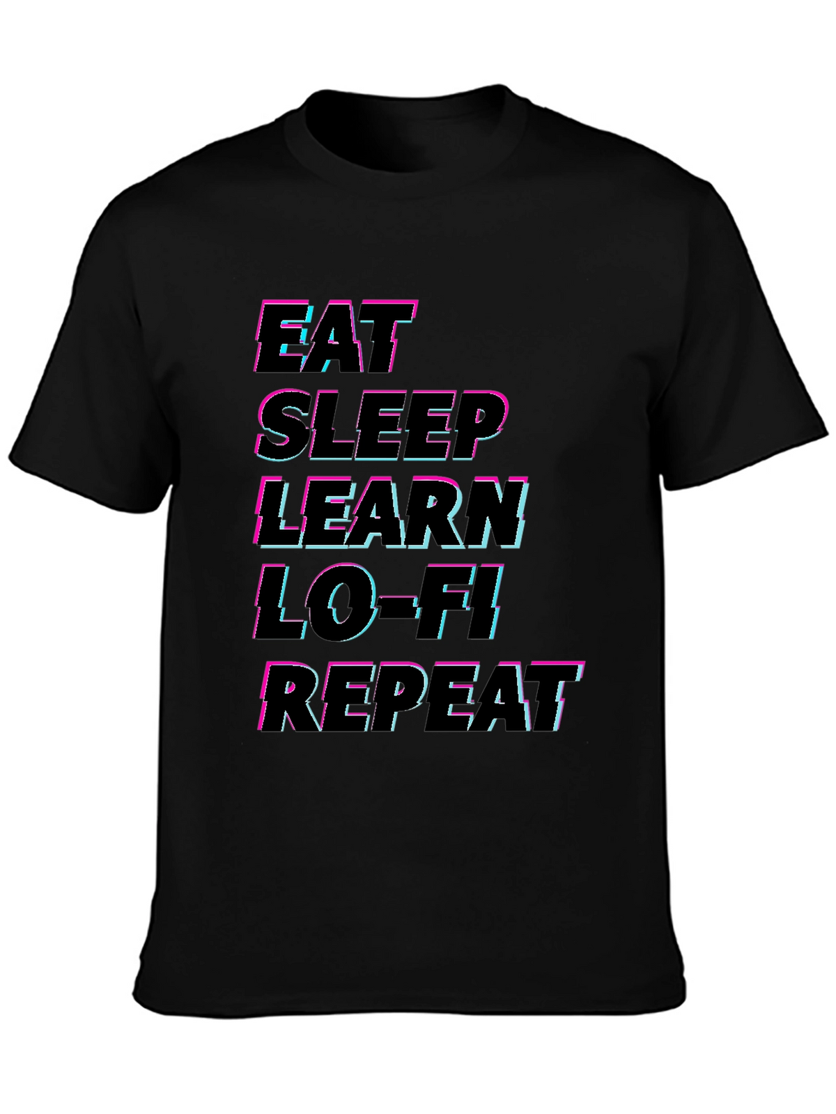 Eat Sleep Learn Lo-Fi Repeat Black T-Shirt