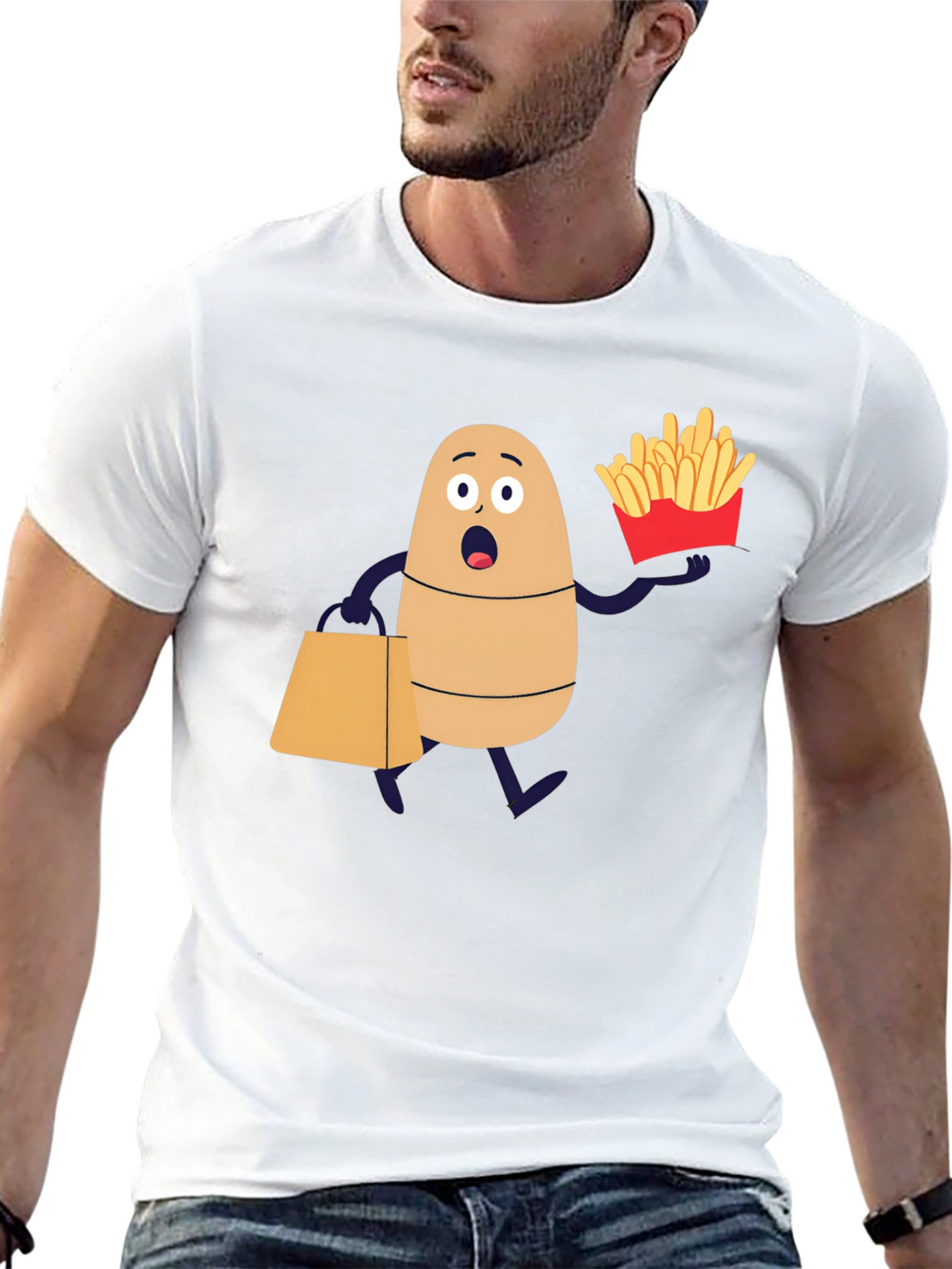 Funny Potato and Fries Graphic T-Shirt