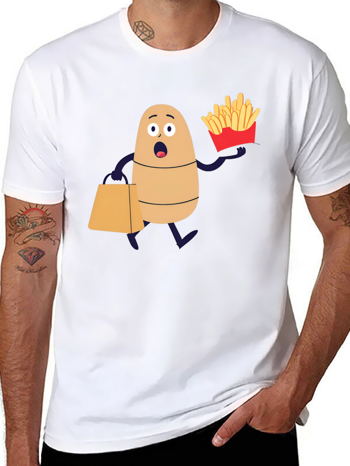 Funny Potato and Fries Graphic T-Shirt