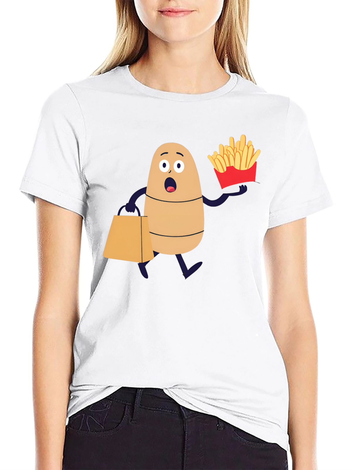 Funny Potato and Fries Graphic T-Shirt