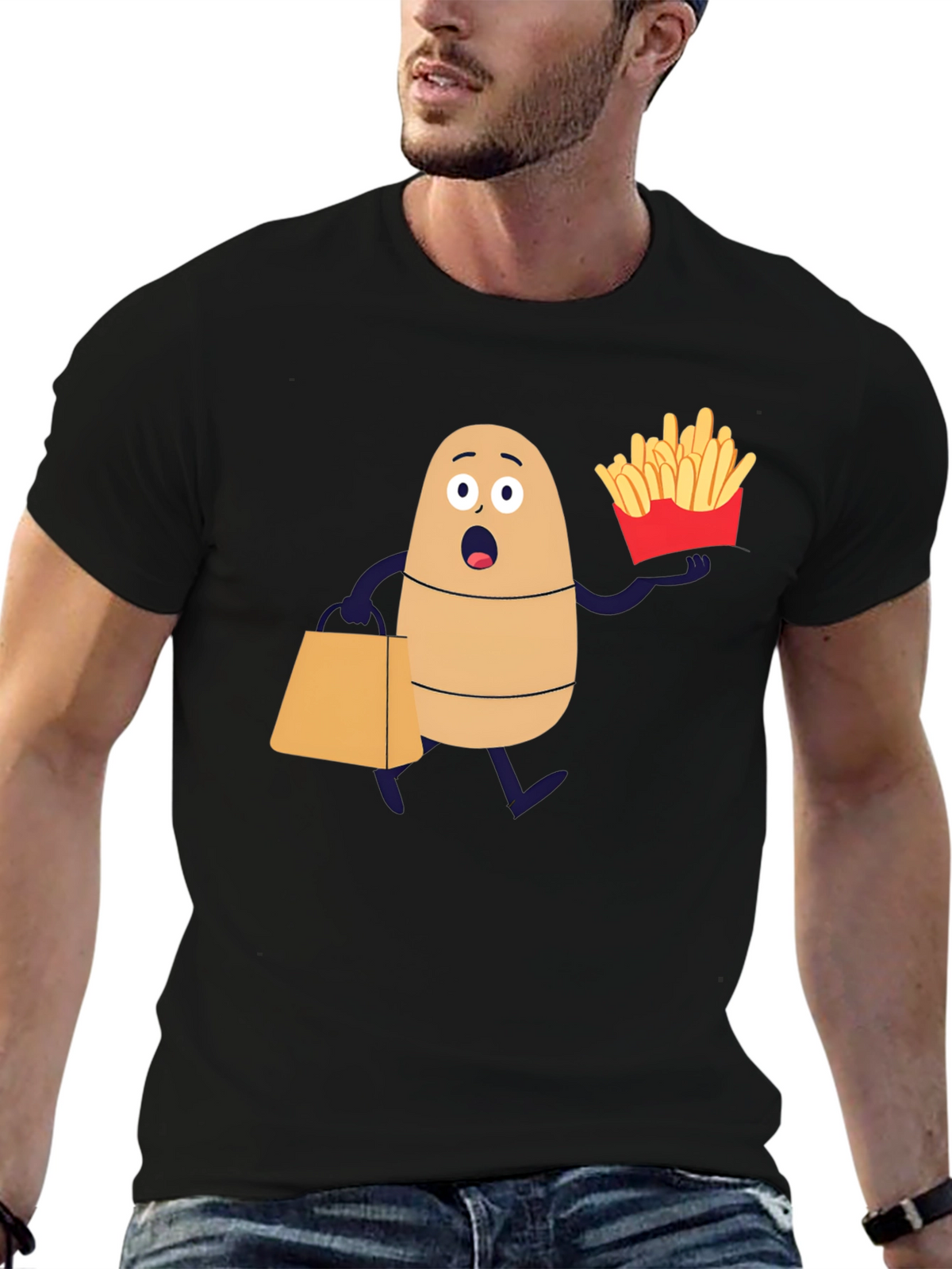 Funny Potato and Fries Graphic T-Shirt