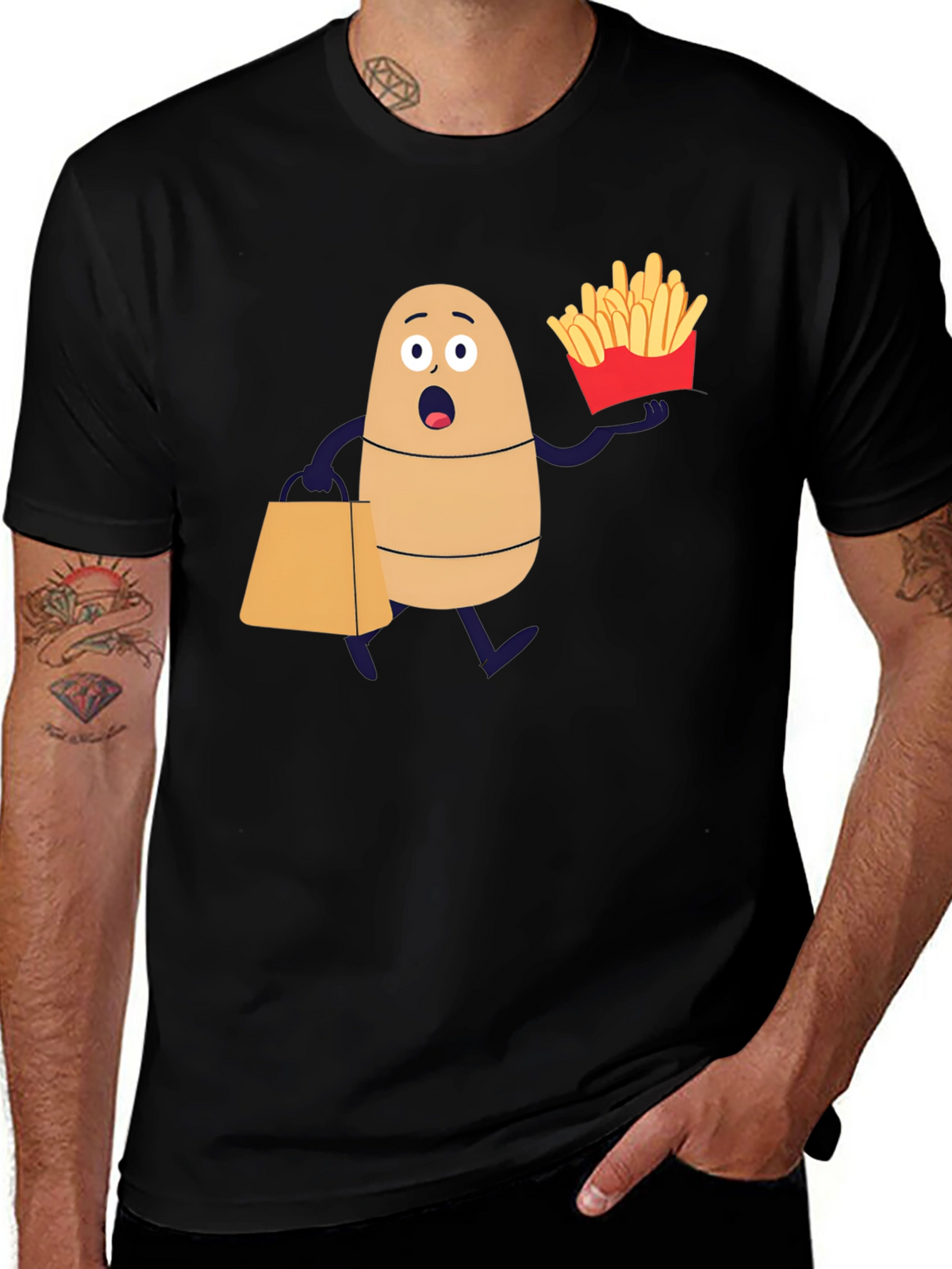 Funny Potato and Fries Graphic T-Shirt