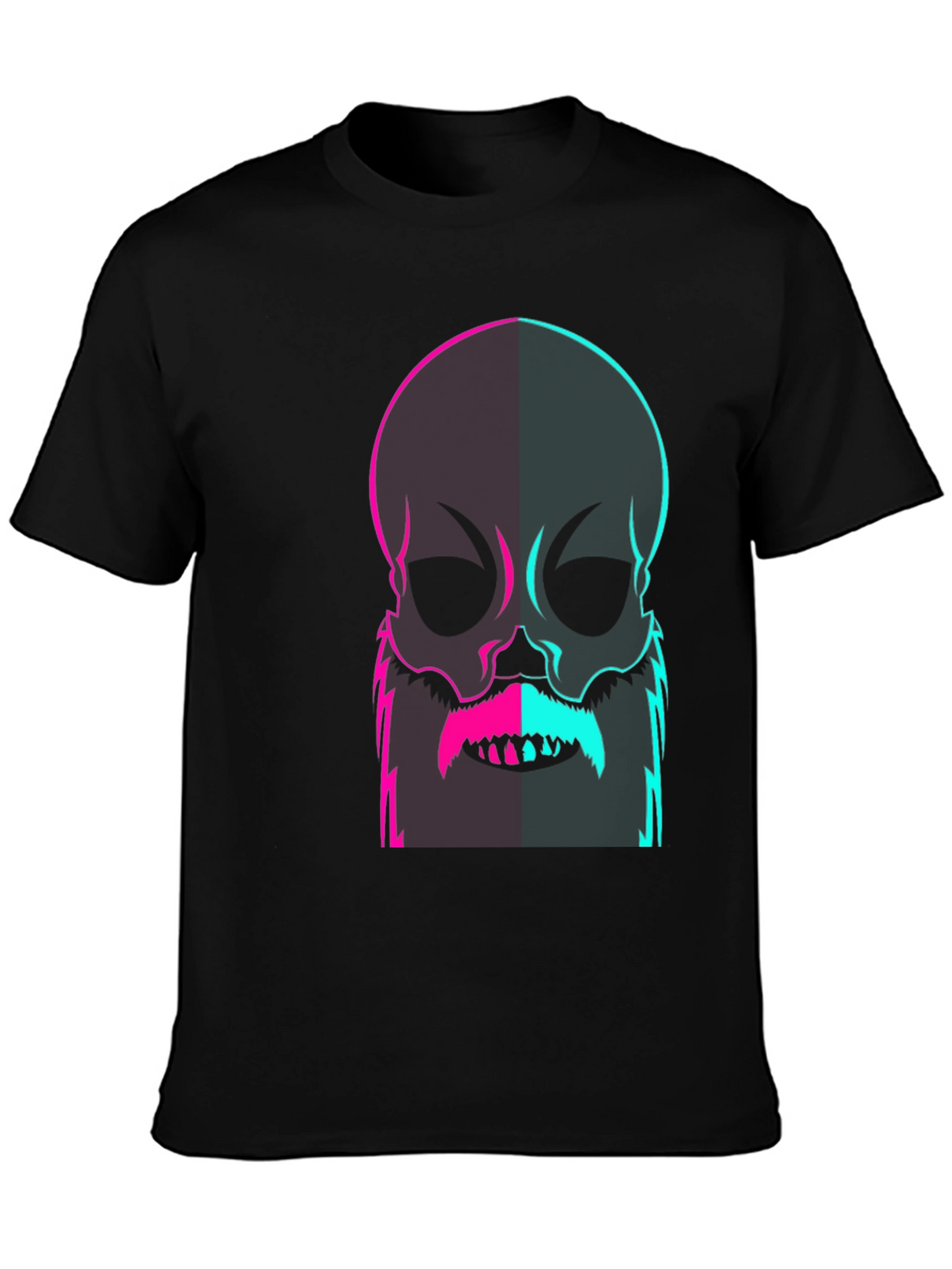 Neon Skull with Beard Graphic Tee