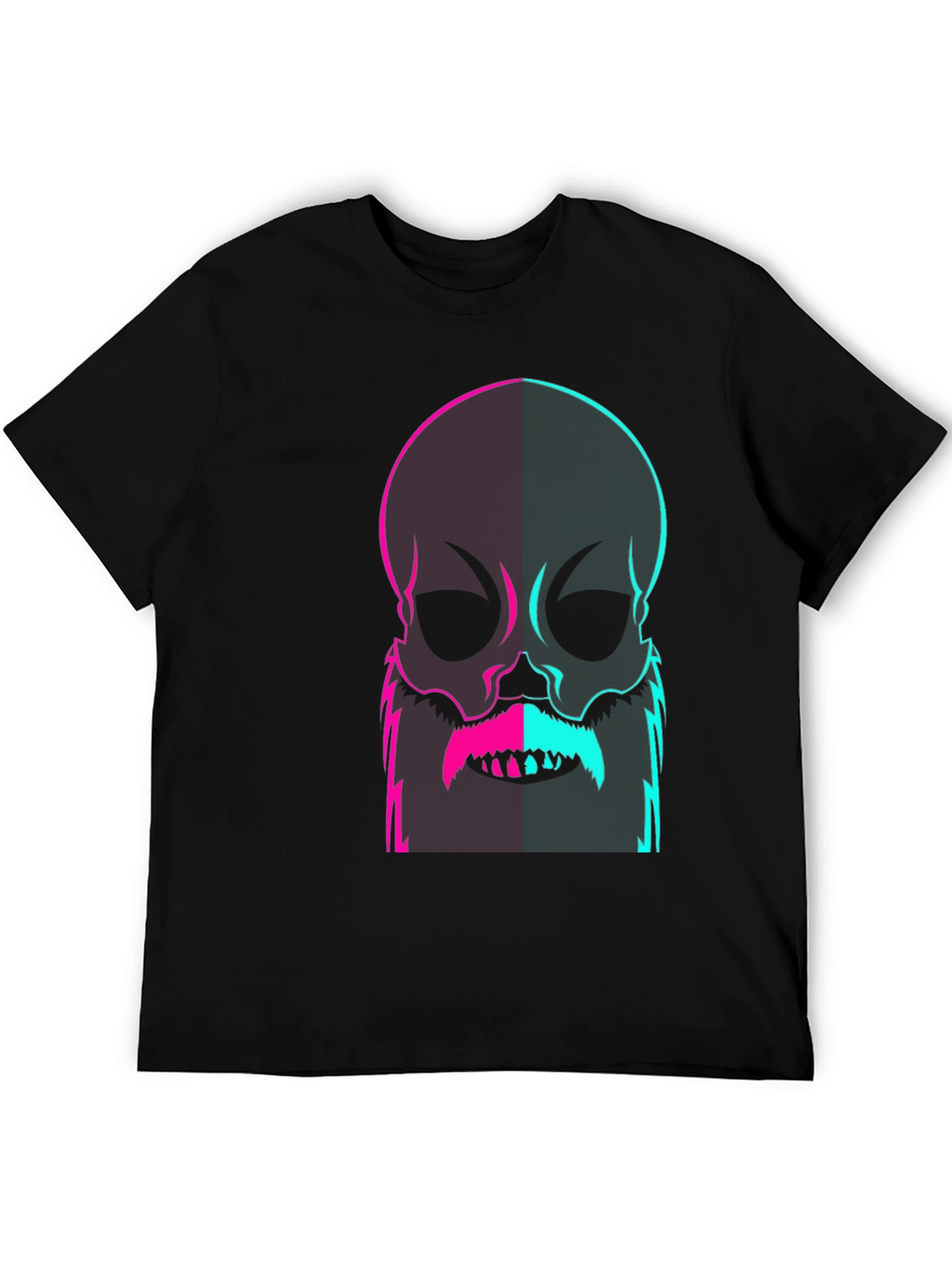 Neon Skull with Beard Graphic Tee