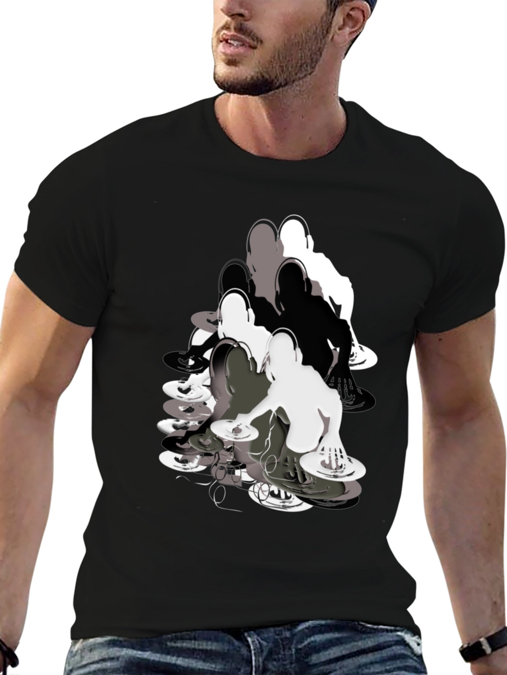 DJ Turntable Graphic Black T-Shirt