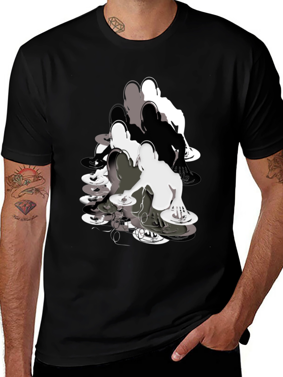 DJ Turntable Graphic Black T-Shirt
