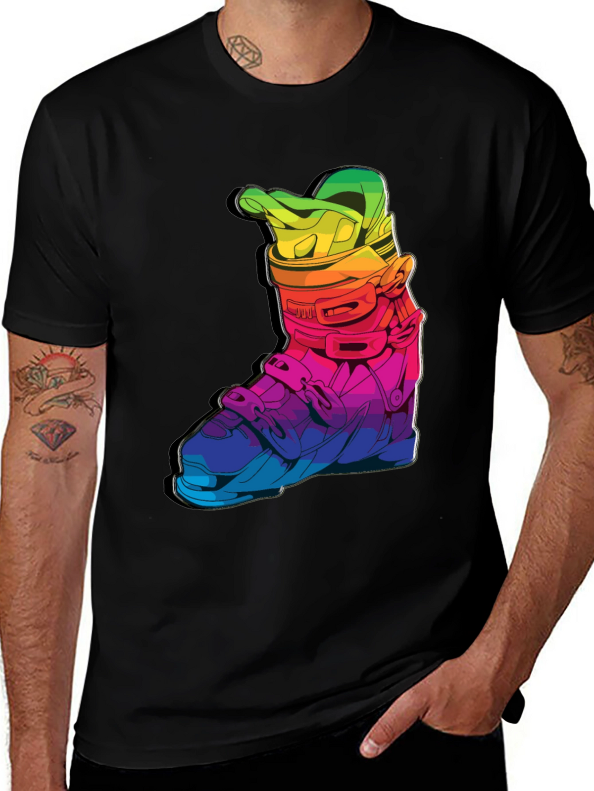 Rainbow Ski Boot T-Shirt