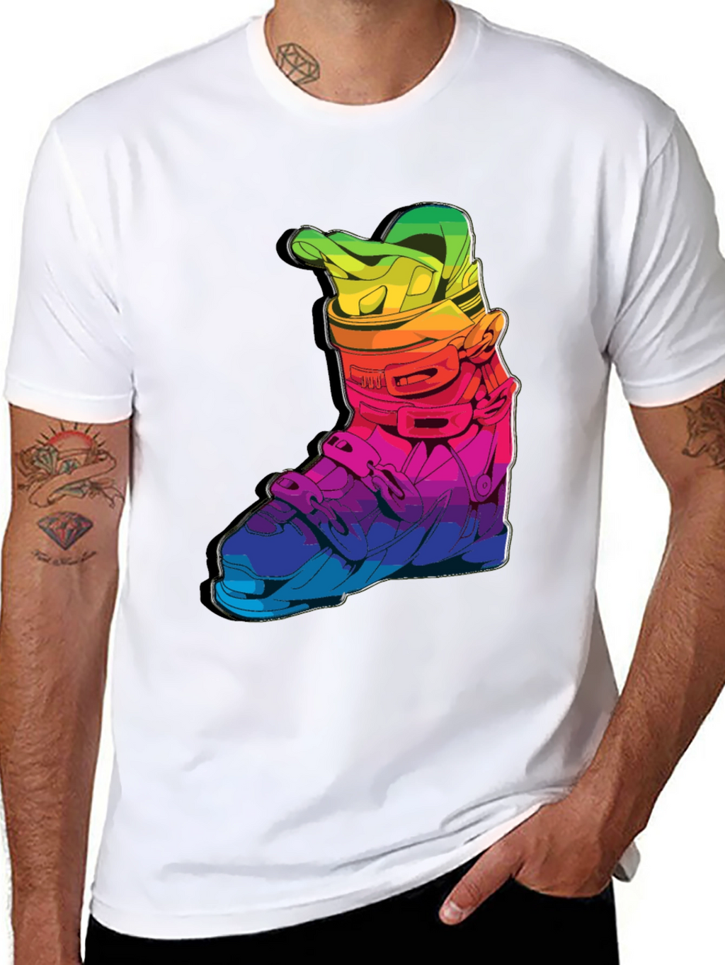 Rainbow Ski Boot T-Shirt