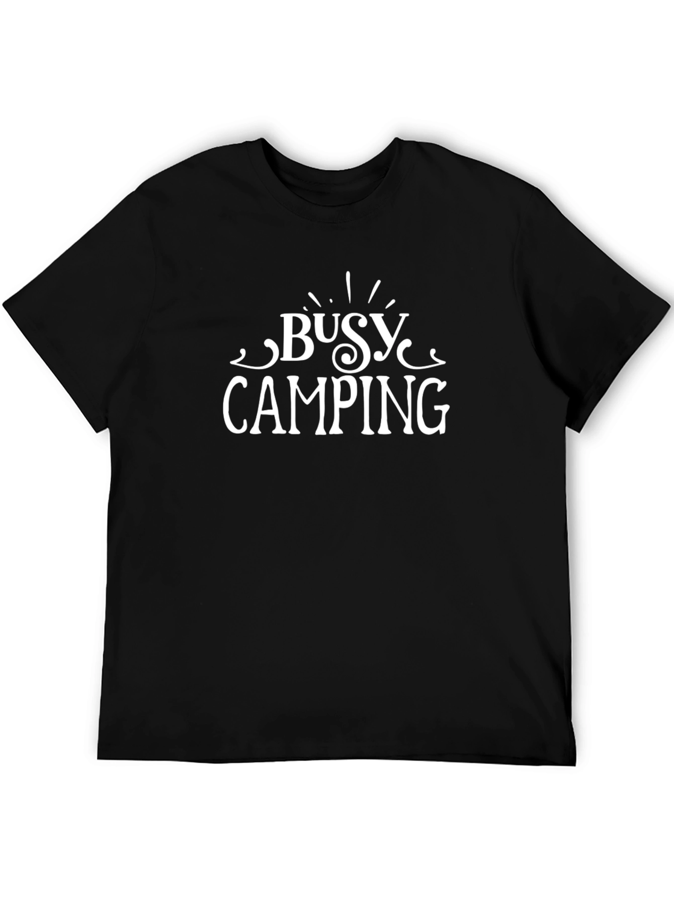 Busy Camping Graphic Tee - Black Cotton T-Shirt