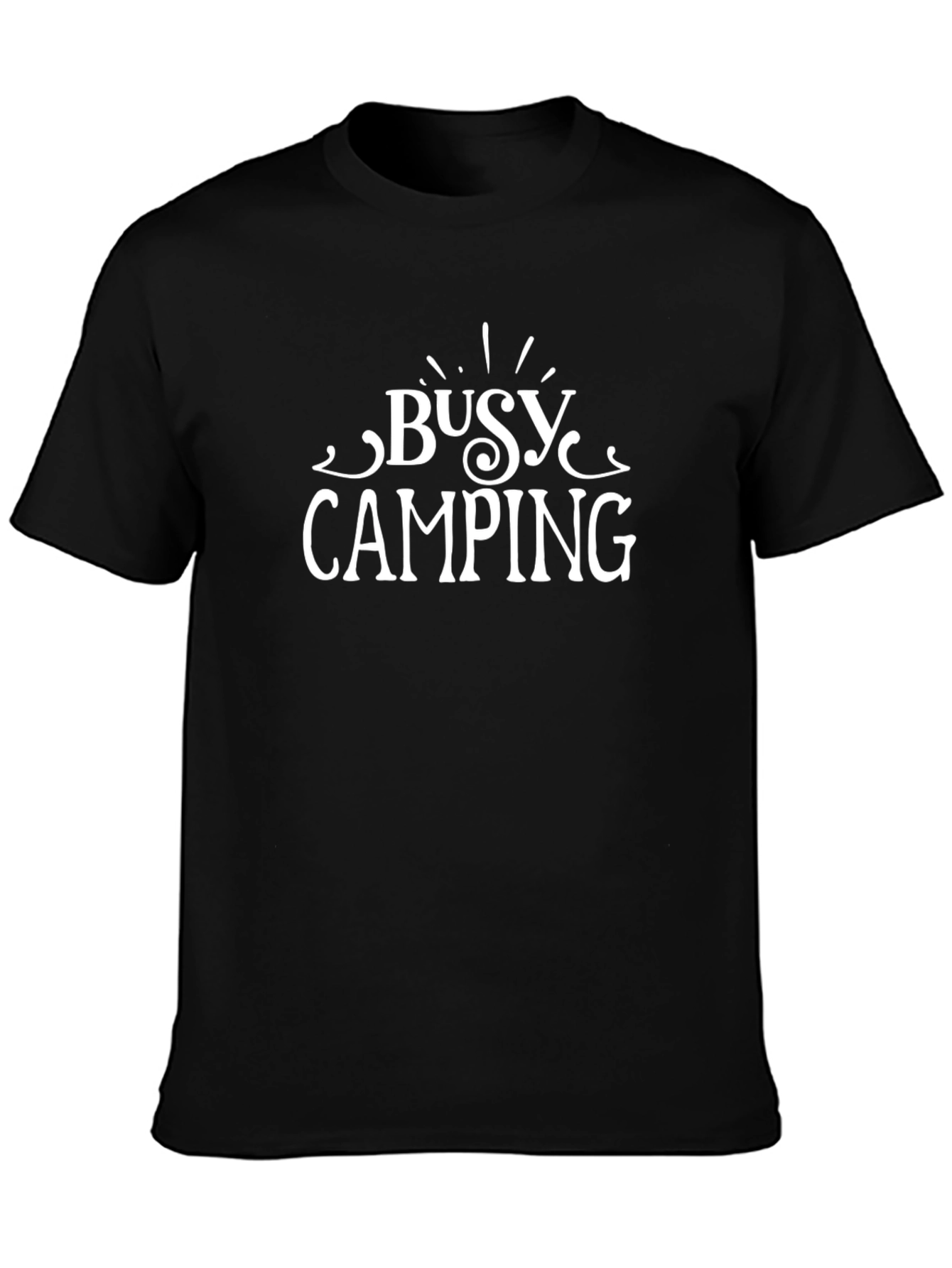 Busy Camping Graphic Tee - Black Cotton T-Shirt
