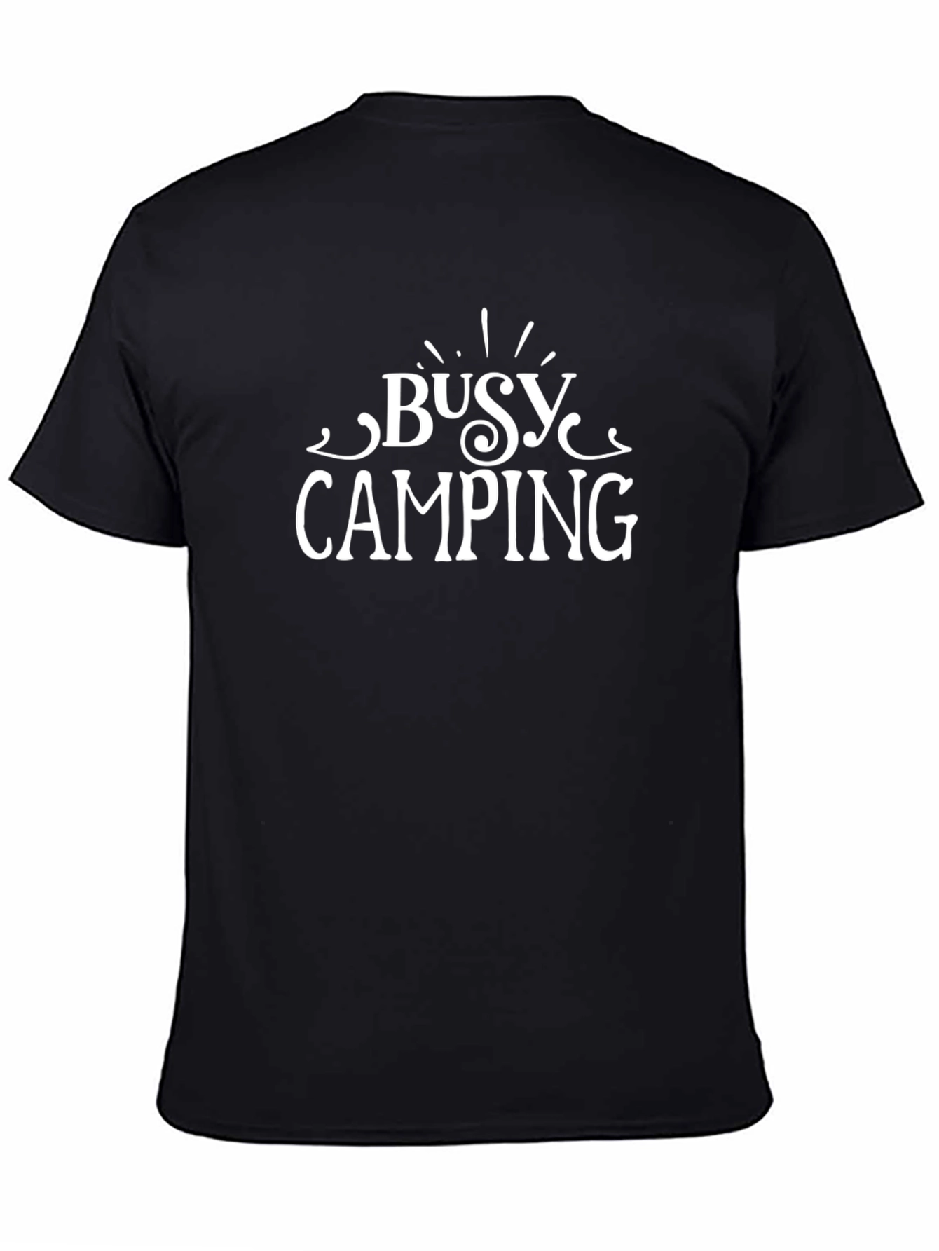 Busy Camping Graphic Tee - Black Cotton T-Shirt