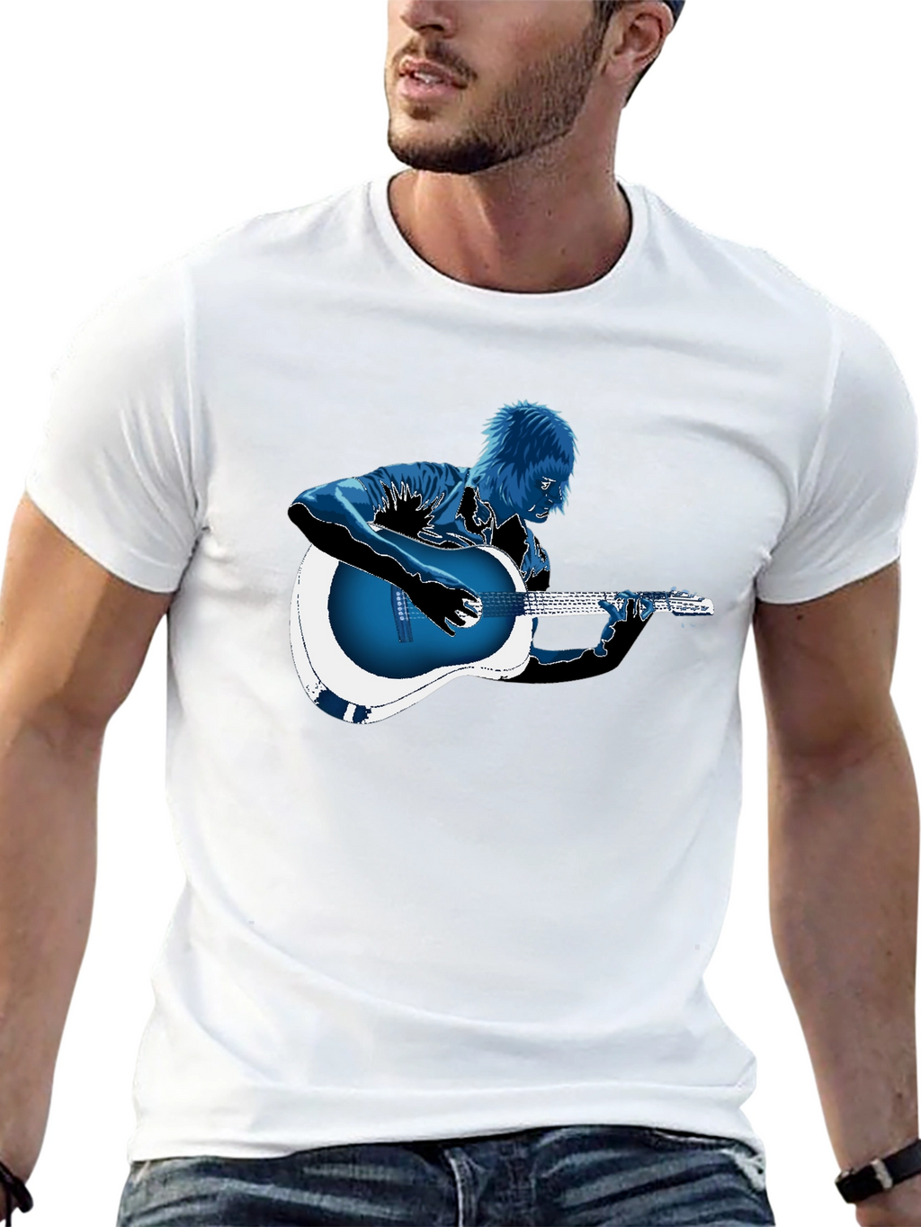Guitar Player Graphic T-Shirt - Black