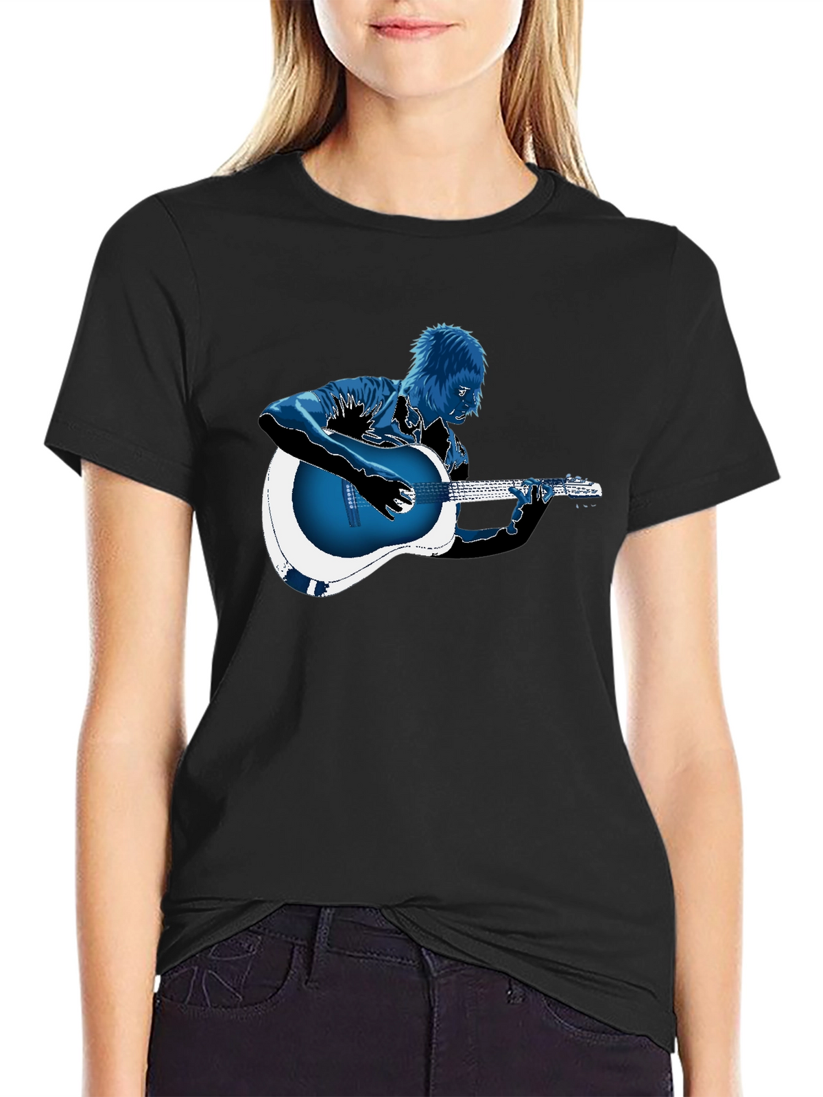 Guitar Player Graphic T-Shirt - Black