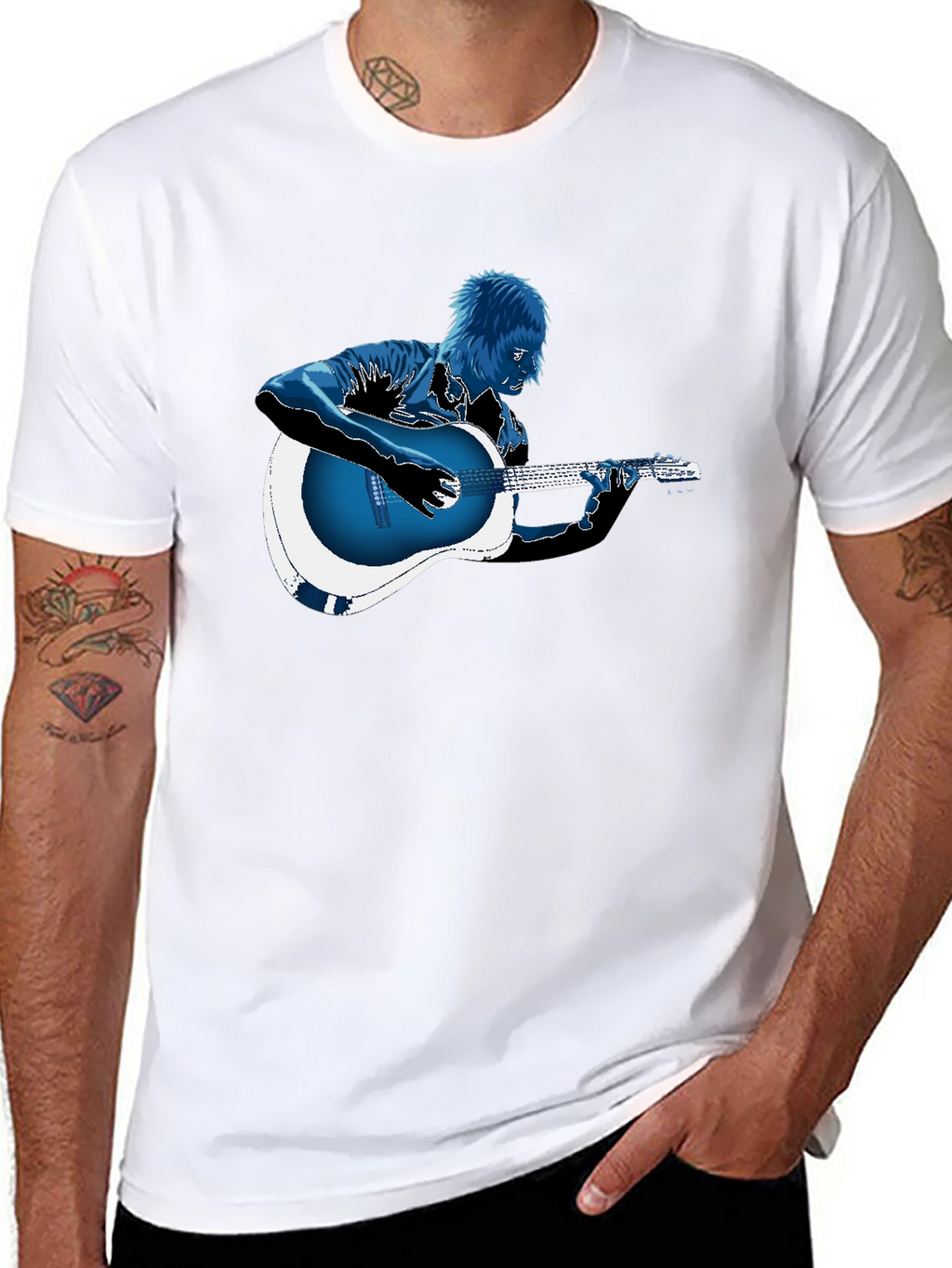 Guitar Player Graphic T-Shirt - Black