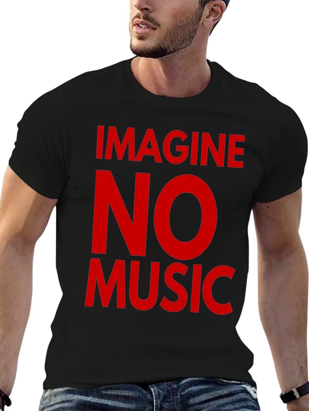 Imagine No Music Black T-Shirt