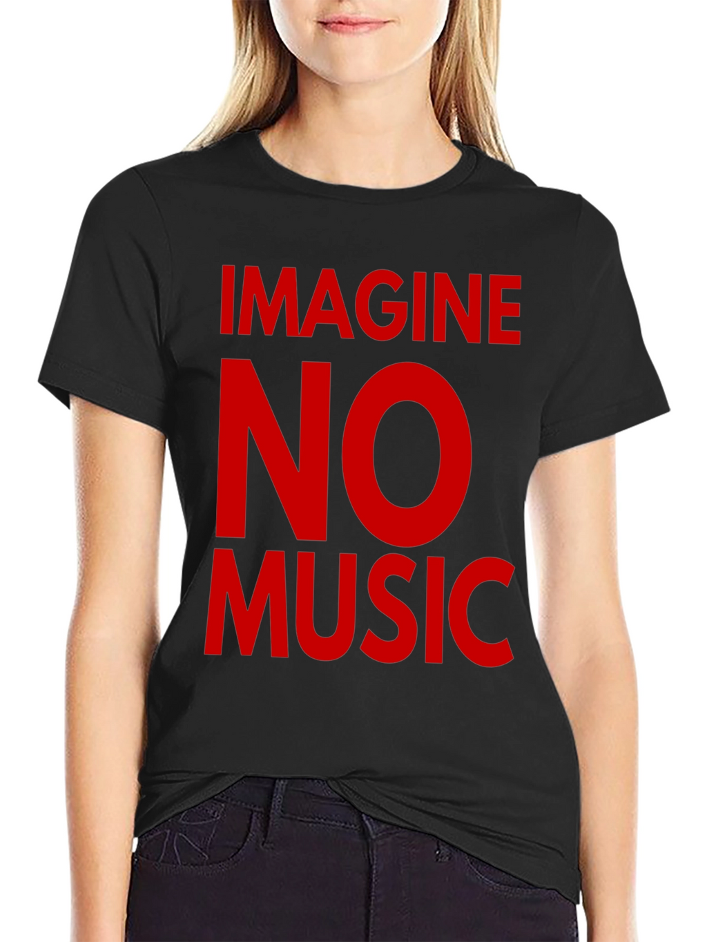 Imagine No Music Black T-Shirt