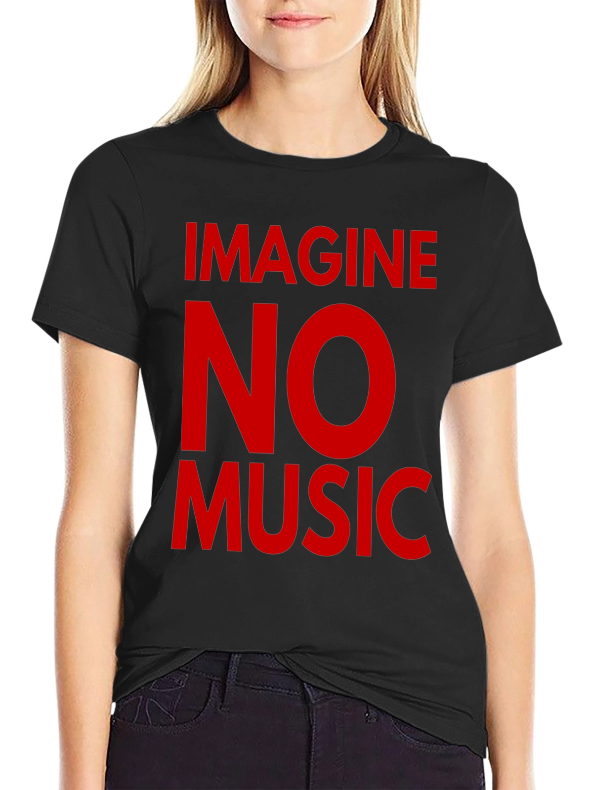 Imagine No Music Black T-Shirt