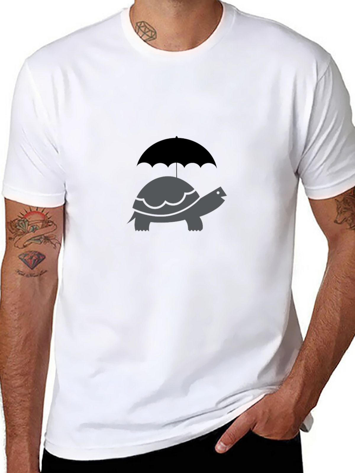 Turtle Umbrella Graphic Tee - Classic Crew Neck