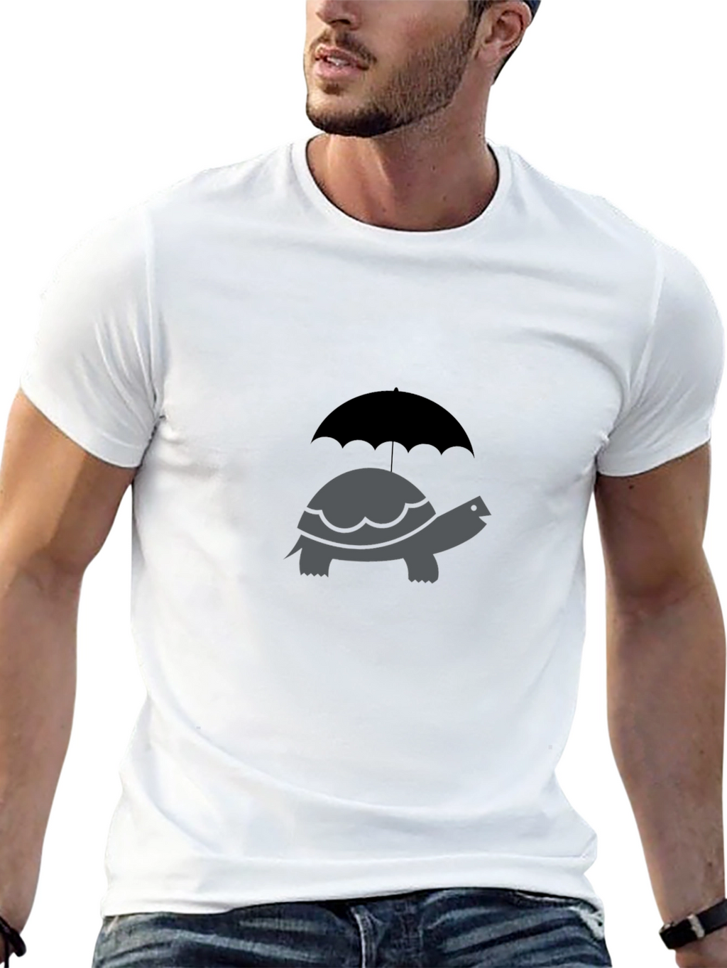 Turtle Umbrella Graphic Tee - Classic Crew Neck