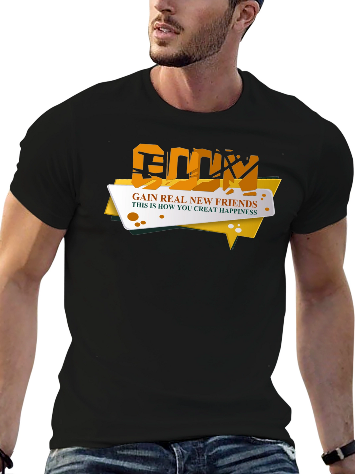 Gain Real New Friends Black T-Shirt