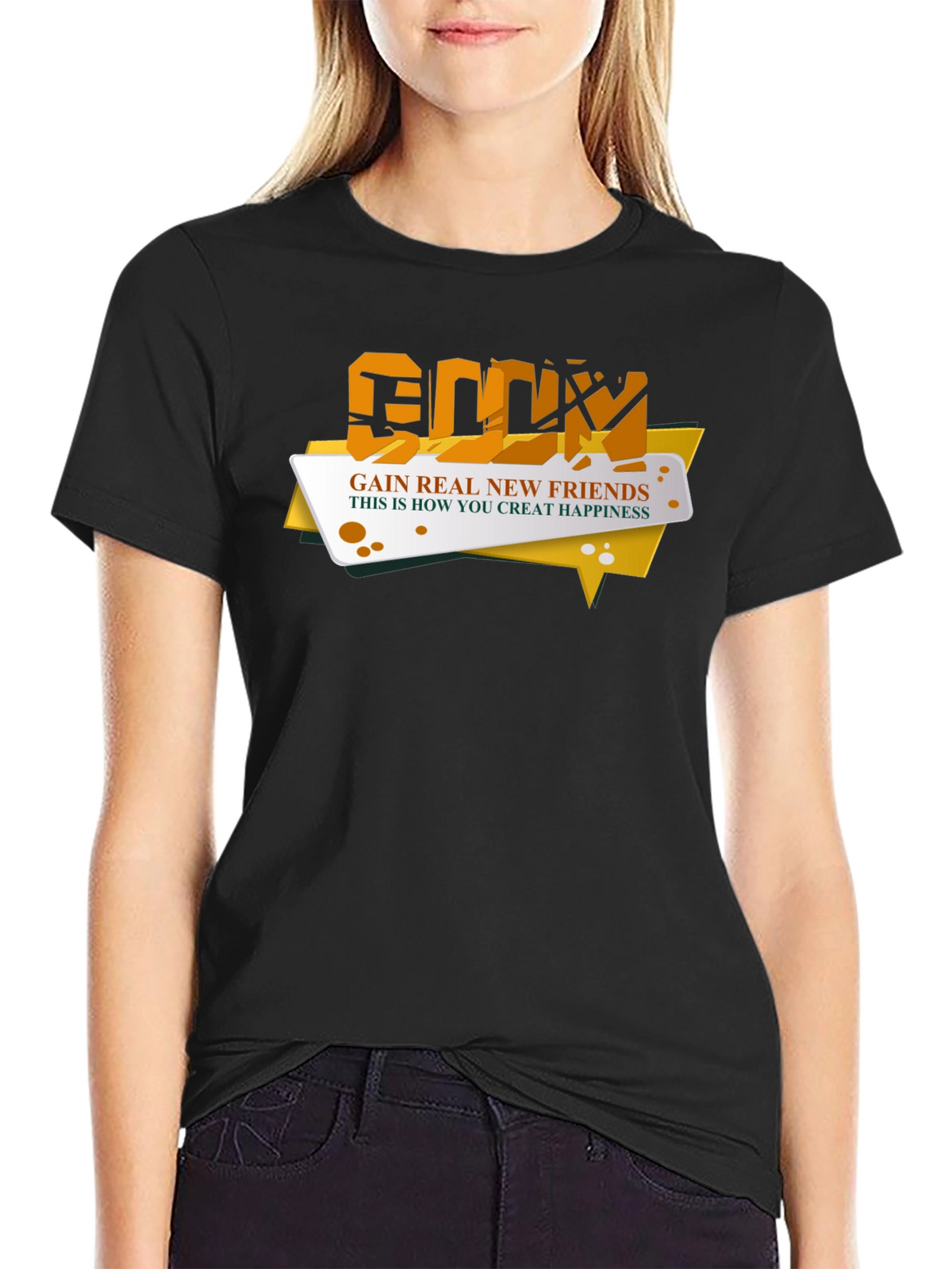 Gain Real New Friends Black T-Shirt