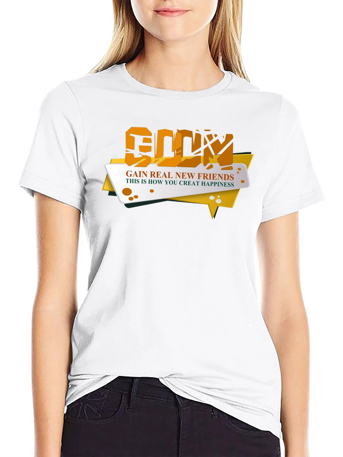 Gain Real New Friends Black T-Shirt
