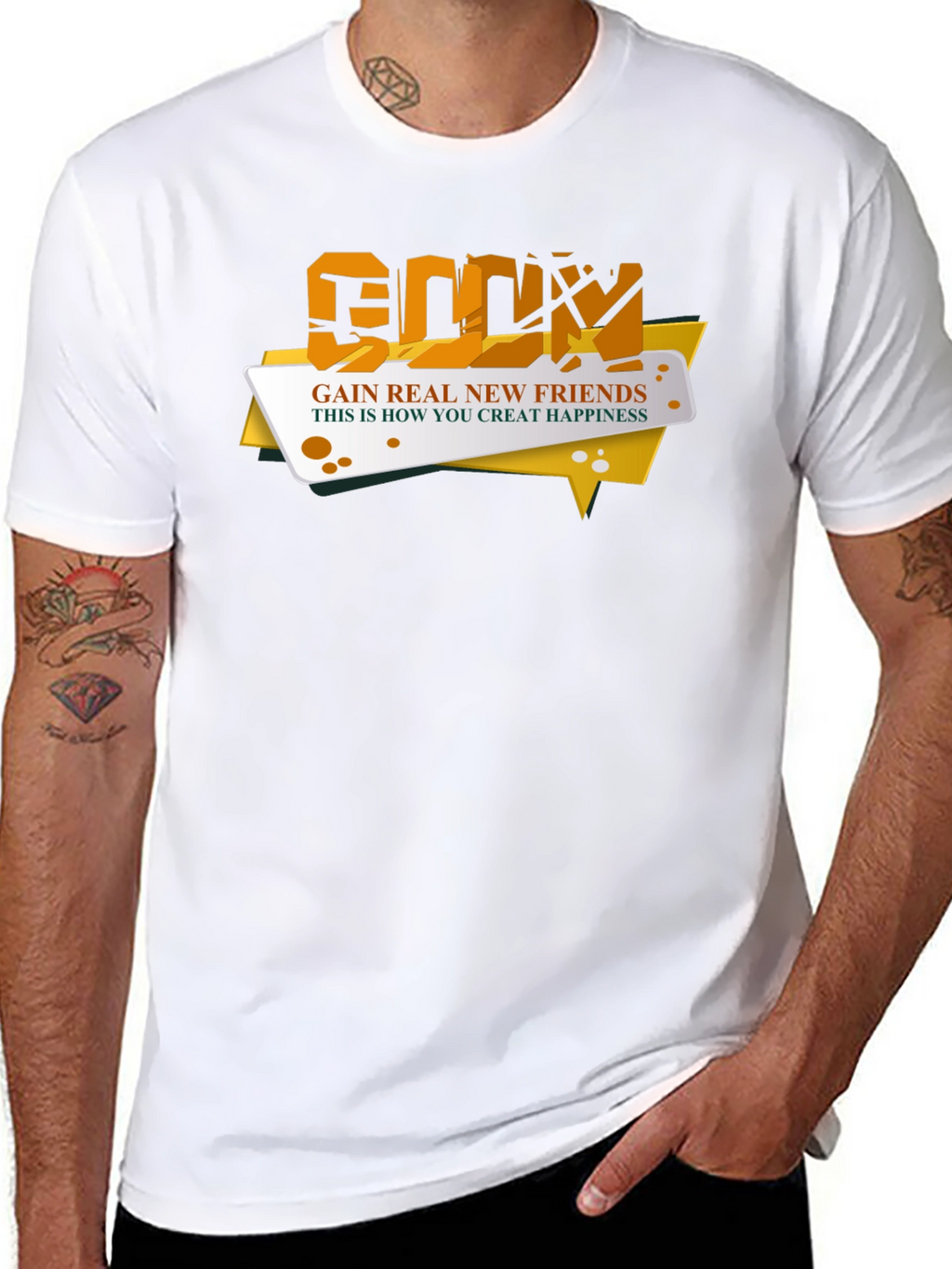 Gain Real New Friends Black T-Shirt