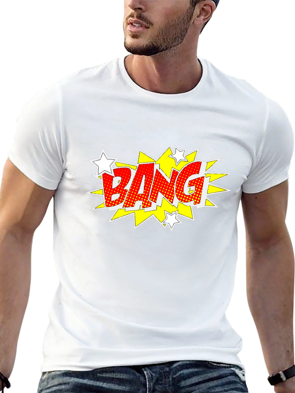 Comic Style Bang Graphic T-Shirt - Bold Black Tee