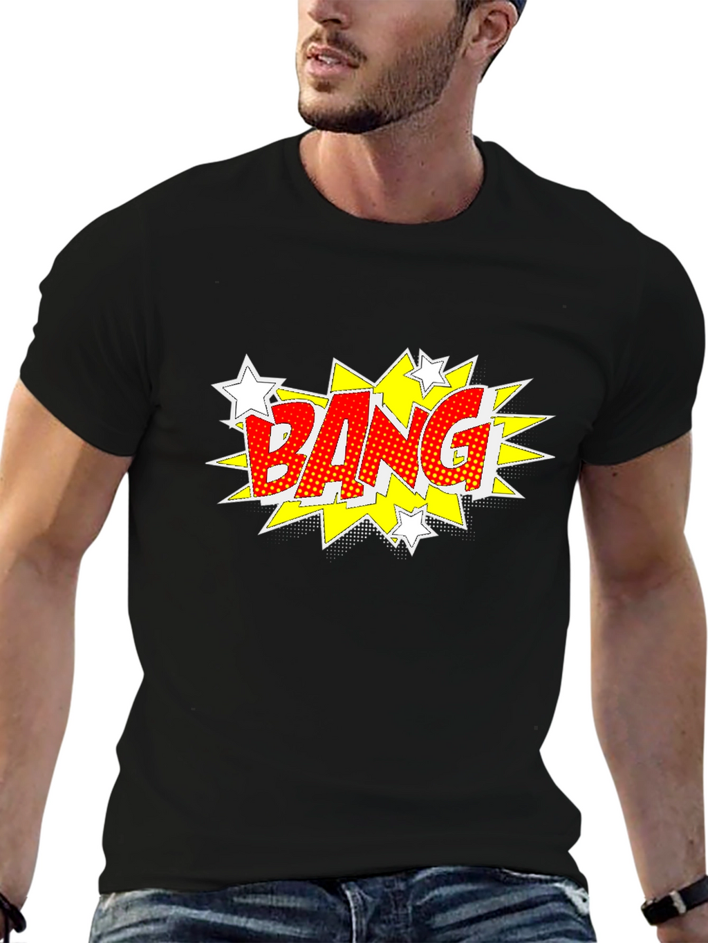 Comic Style Bang Graphic T-Shirt - Bold Black Tee