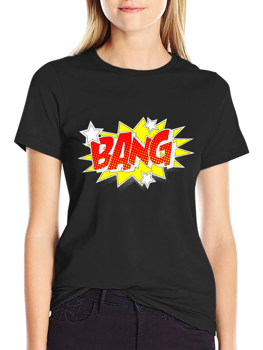 Comic Style Bang Graphic T-Shirt - Bold Black Tee