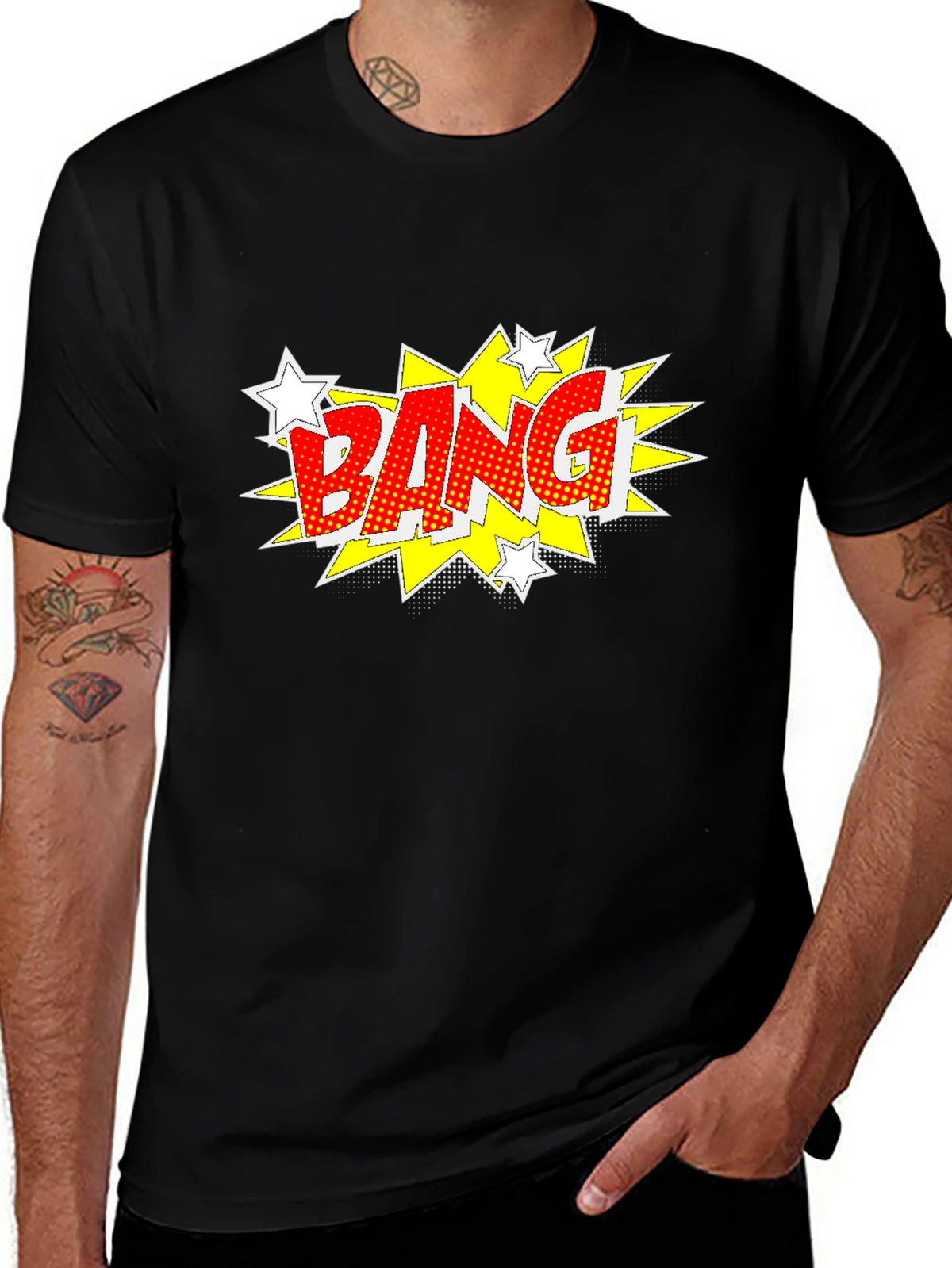 Comic Style Bang Graphic T-Shirt - Bold Black Tee