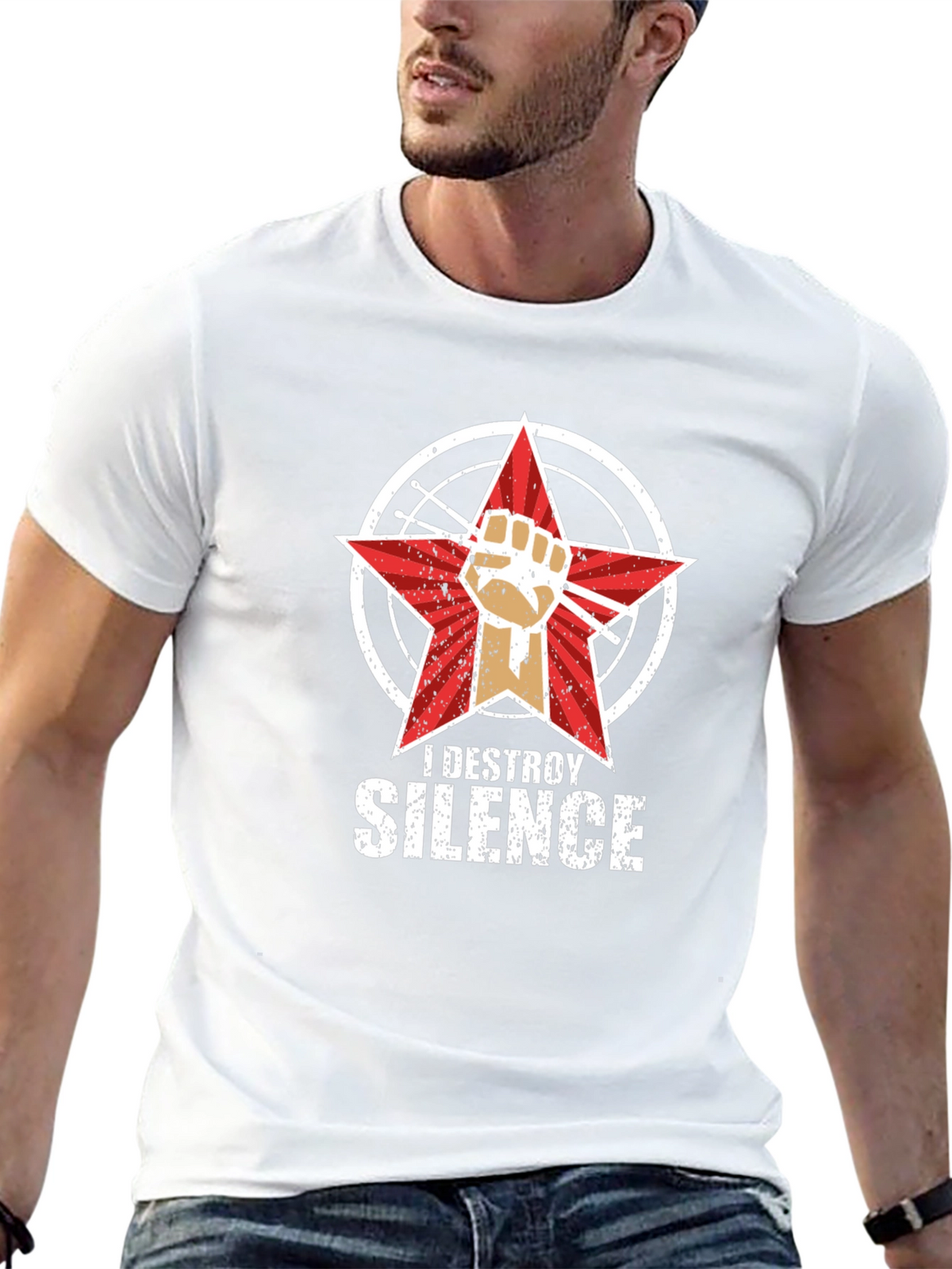 I Destroy Silence Black Graphic T-Shirt