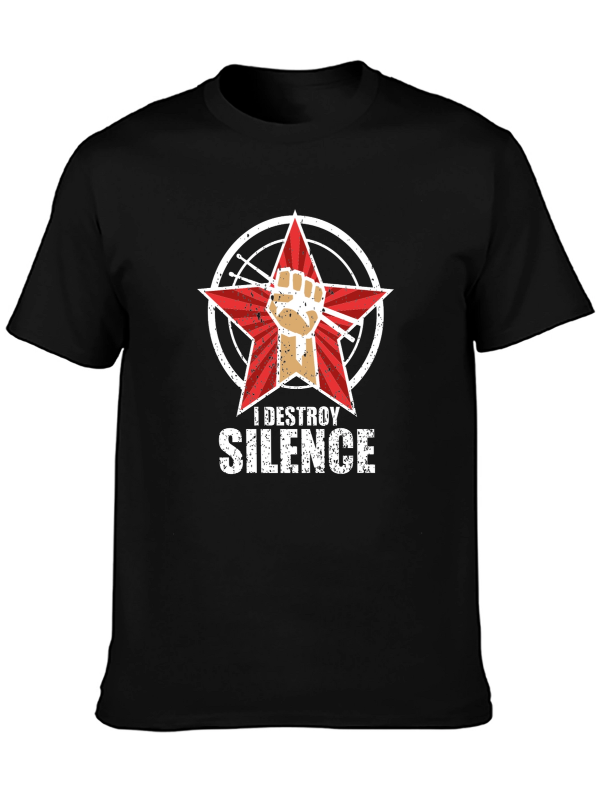 I Destroy Silence Black Graphic T-Shirt