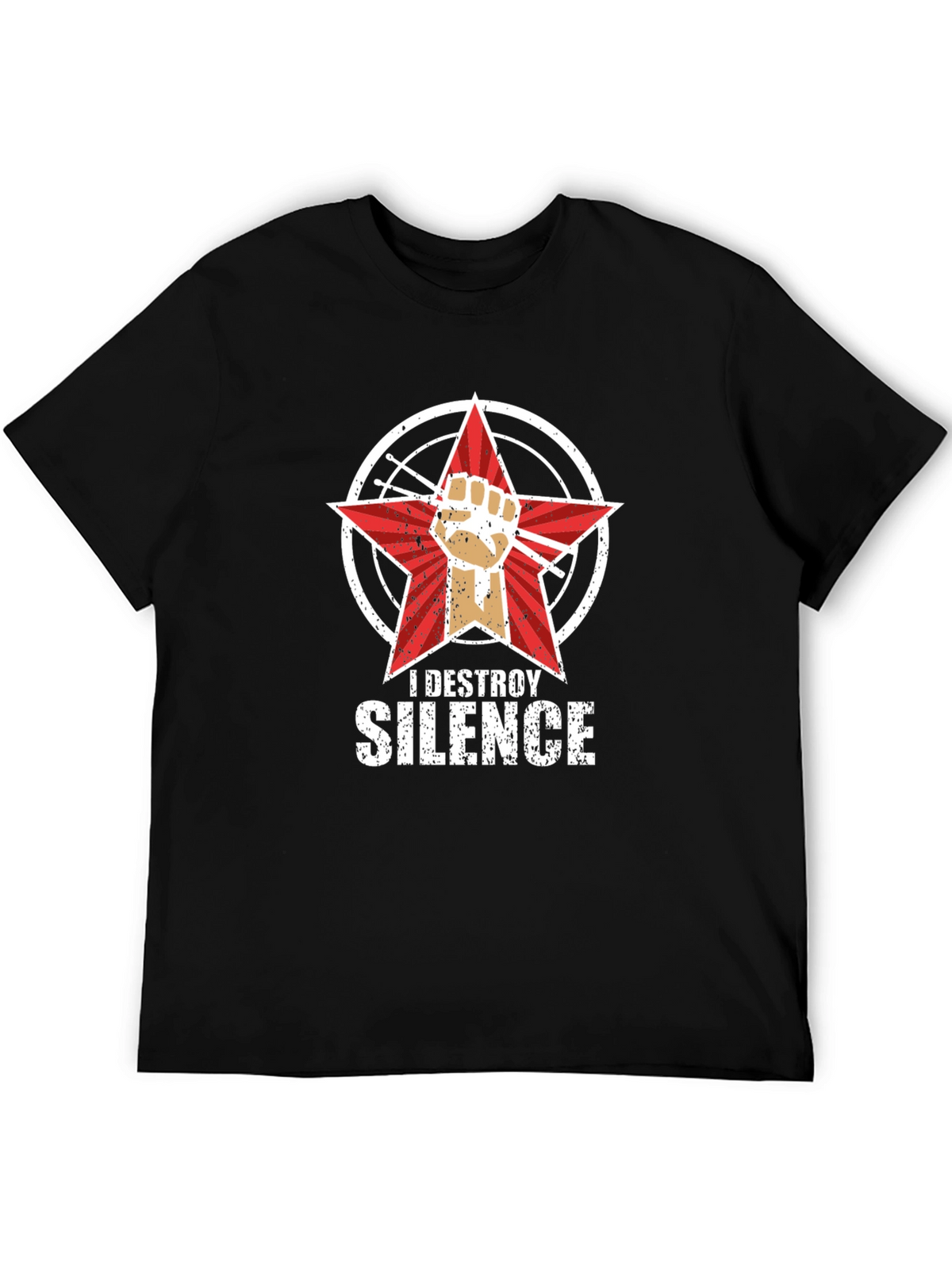 I Destroy Silence Black Graphic T-Shirt