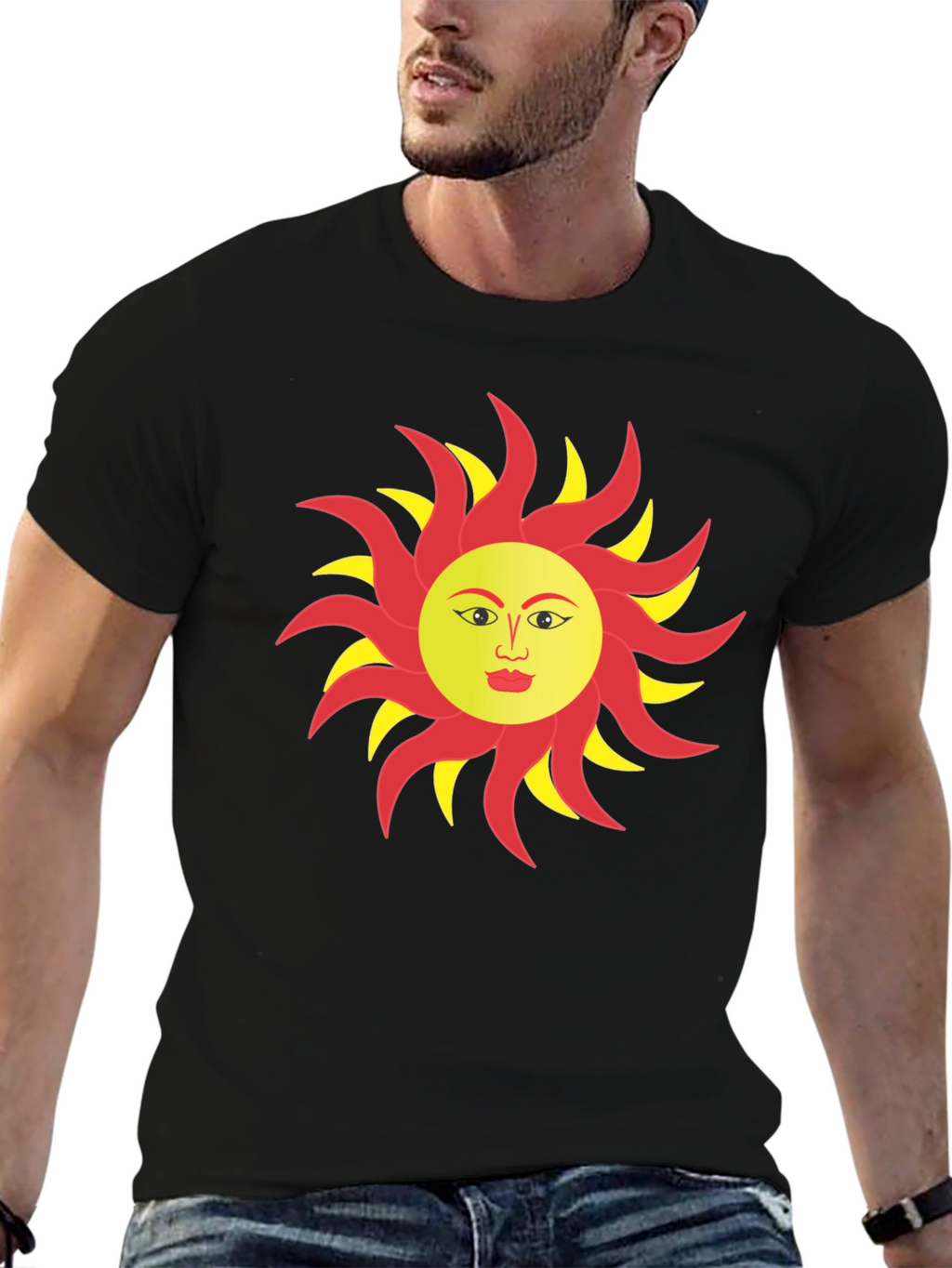 Sun Face Graphic T-Shirt - Bold & Unique Design