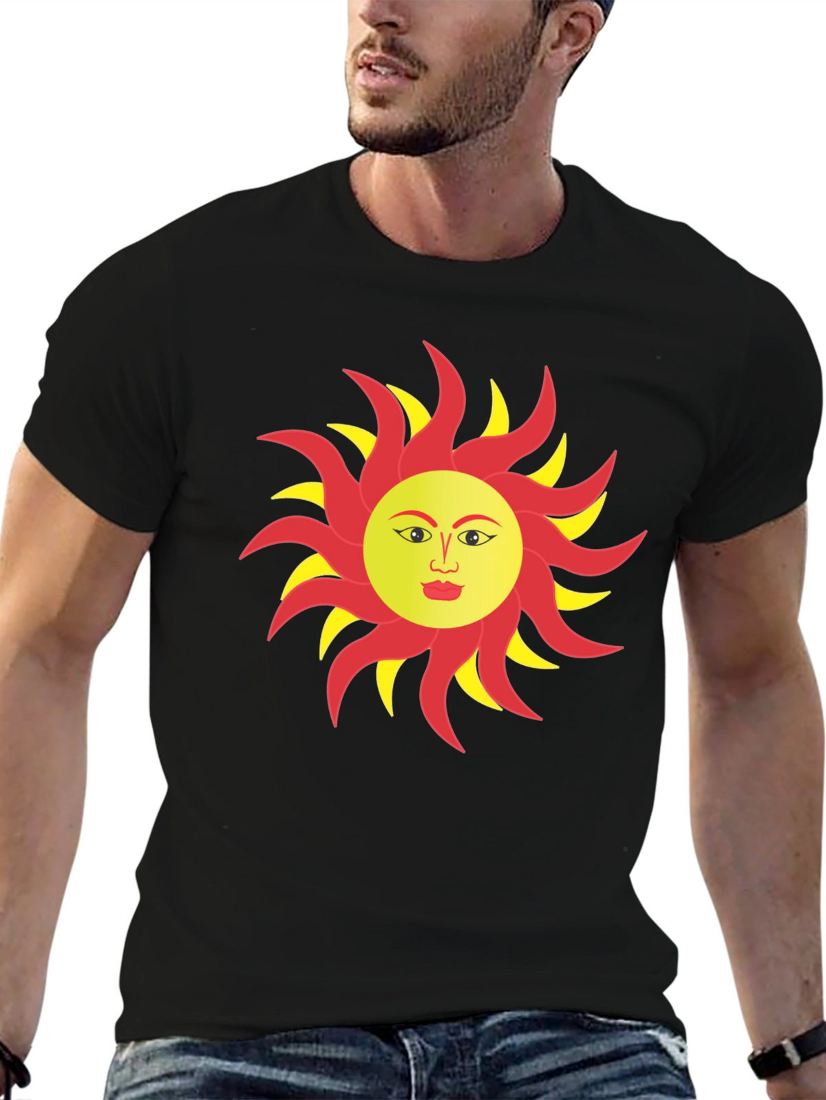Sun Face Graphic T-Shirt - Bold & Unique Design