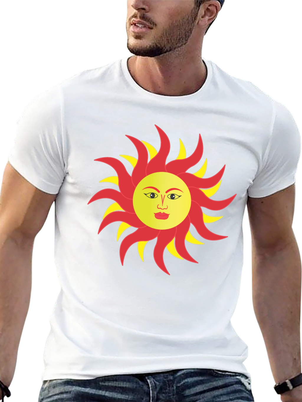 Sun Face Graphic T-Shirt - Bold & Unique Design